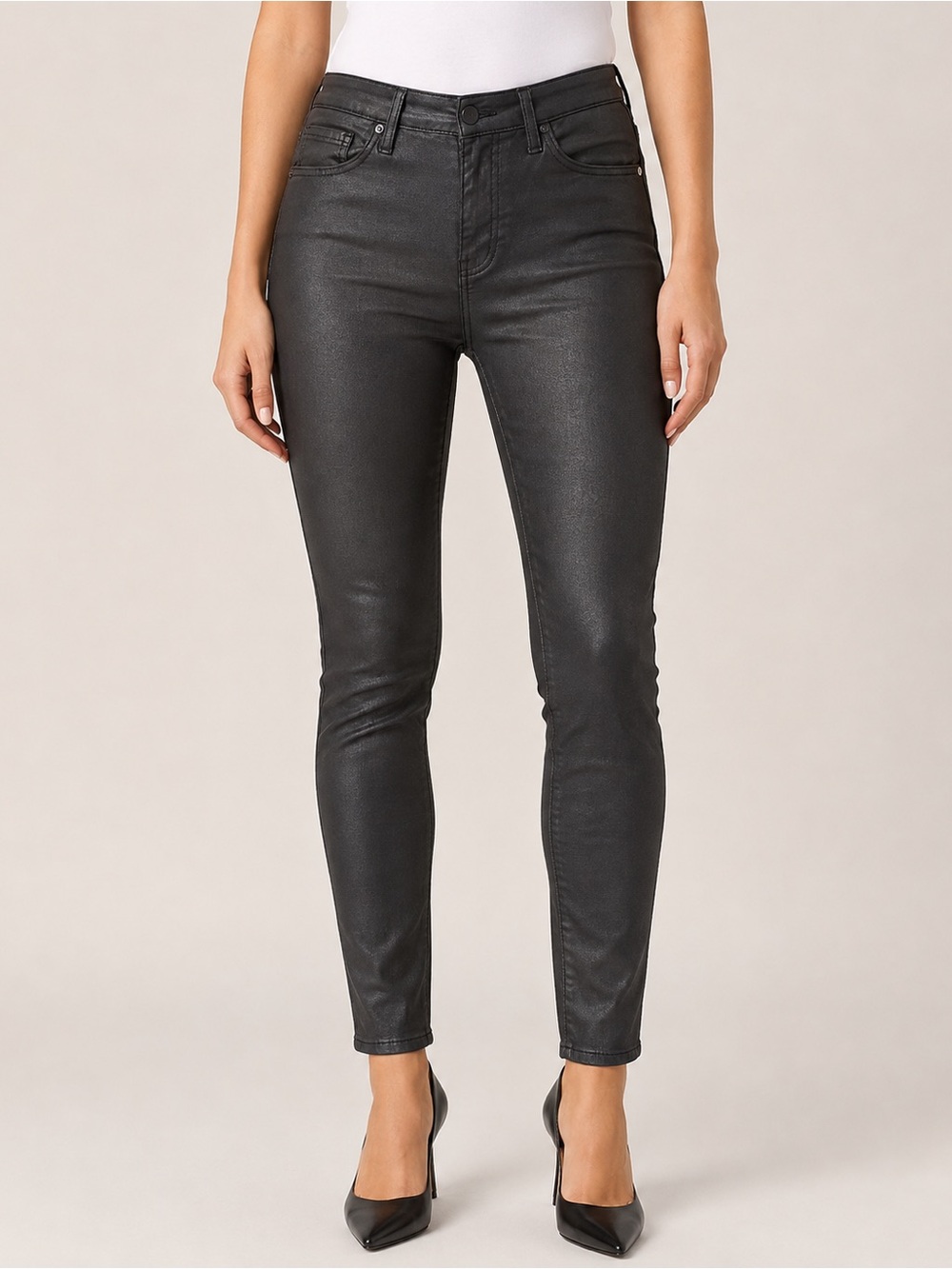 Bleu Jeans Black Coated Denim Skinny Jeans